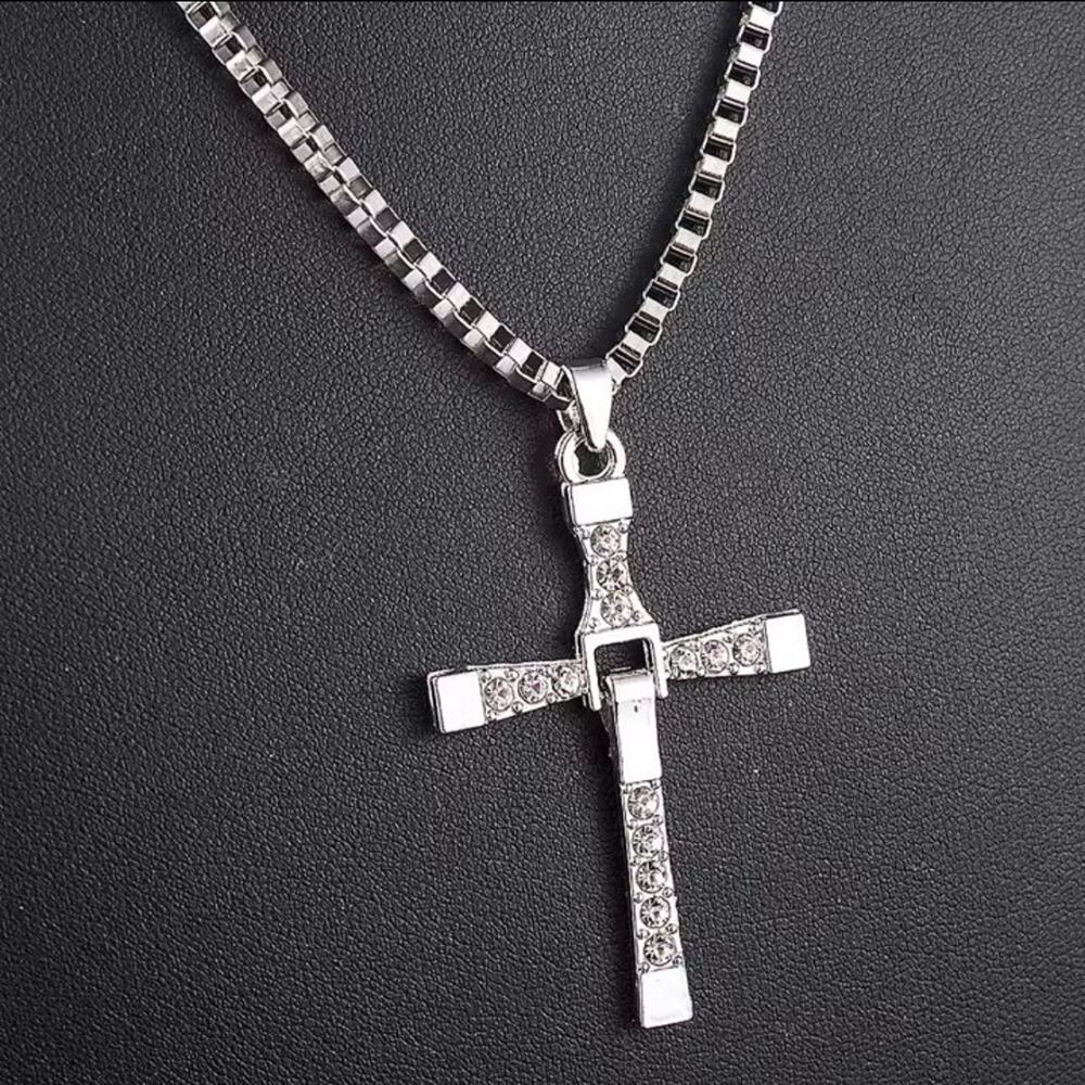 Silver Plated Cross Necklace Fast & Furious Mens Faith Gift Birthday Christmas